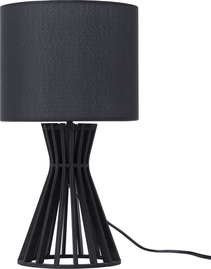 Lampa stołowa Beliani Lampka nocna drewniana czarna CARRION