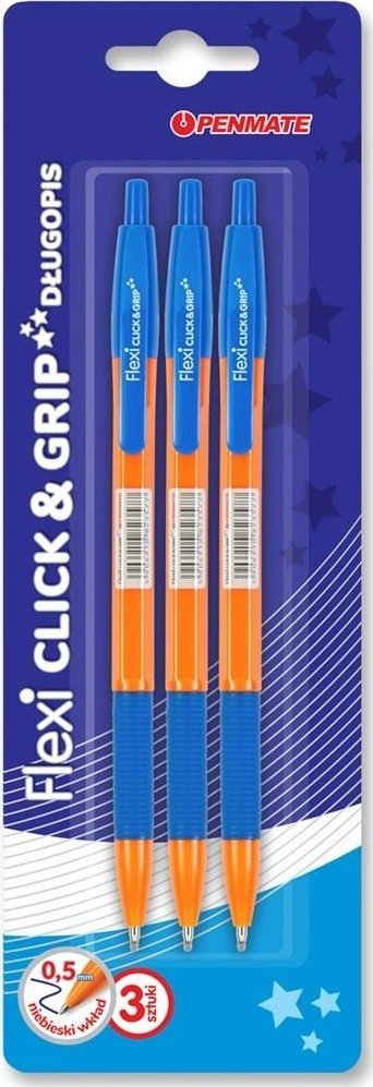 Penmate Długopis Flexi Clic&Grip 0,5mm 3 szt. PENMATE