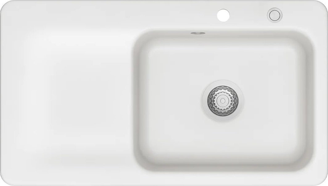 Zlewozmywak SYSTEMCERAM Juna 90 Polar, zlewozmywak ceramiczny, korek manualny