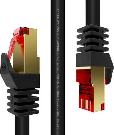 Duronic Duronic CAT8 BK 1m Kabel sieciowy S/FTP czarny transmisja 40GB skrętka LAN pachcord