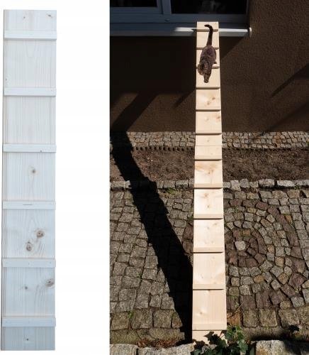 QLS DRABINKA DREWNIANA SCHODY DLA KOTA 1,2M + HACZYKI