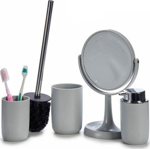 Berilo Zestaw do Kąpieli Stal nierdzewna Szary polipropylen (4 Części)