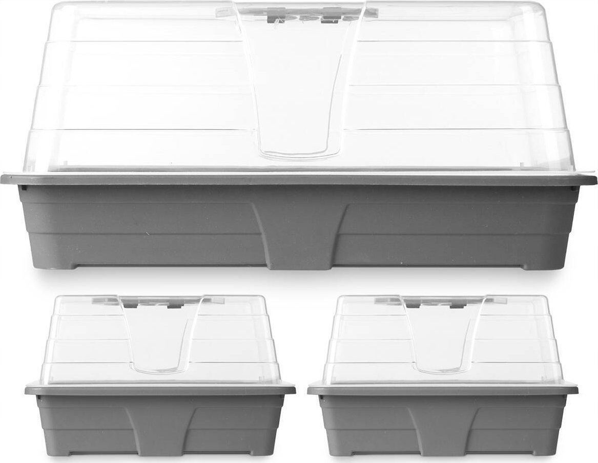 Ibergarden 3 miniszklarnie plastikowe, rozsadniki domowe, 2 x 1,4 l + 1 x 3,1 l