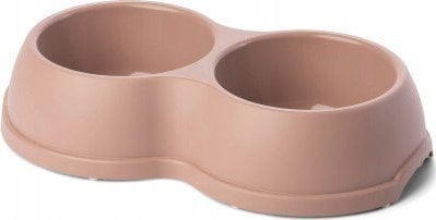 Barry King Miska plastikowa podwójna dla psów i kotów M, 0,5L, beżowa, 26x15cm,