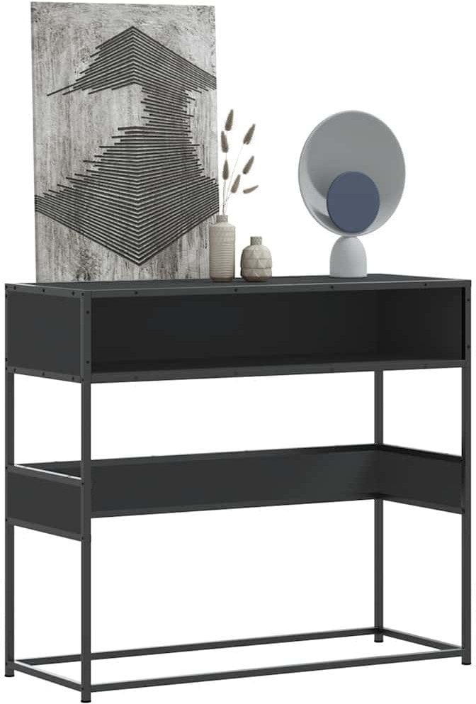 vidaXL Stolik konsolowy, czarny, 90x35x80 cm, materiał drewnopochodny