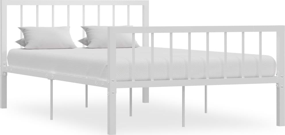 vidaXL Rama łóżka, biała, metalowa, 120 x 200 cm