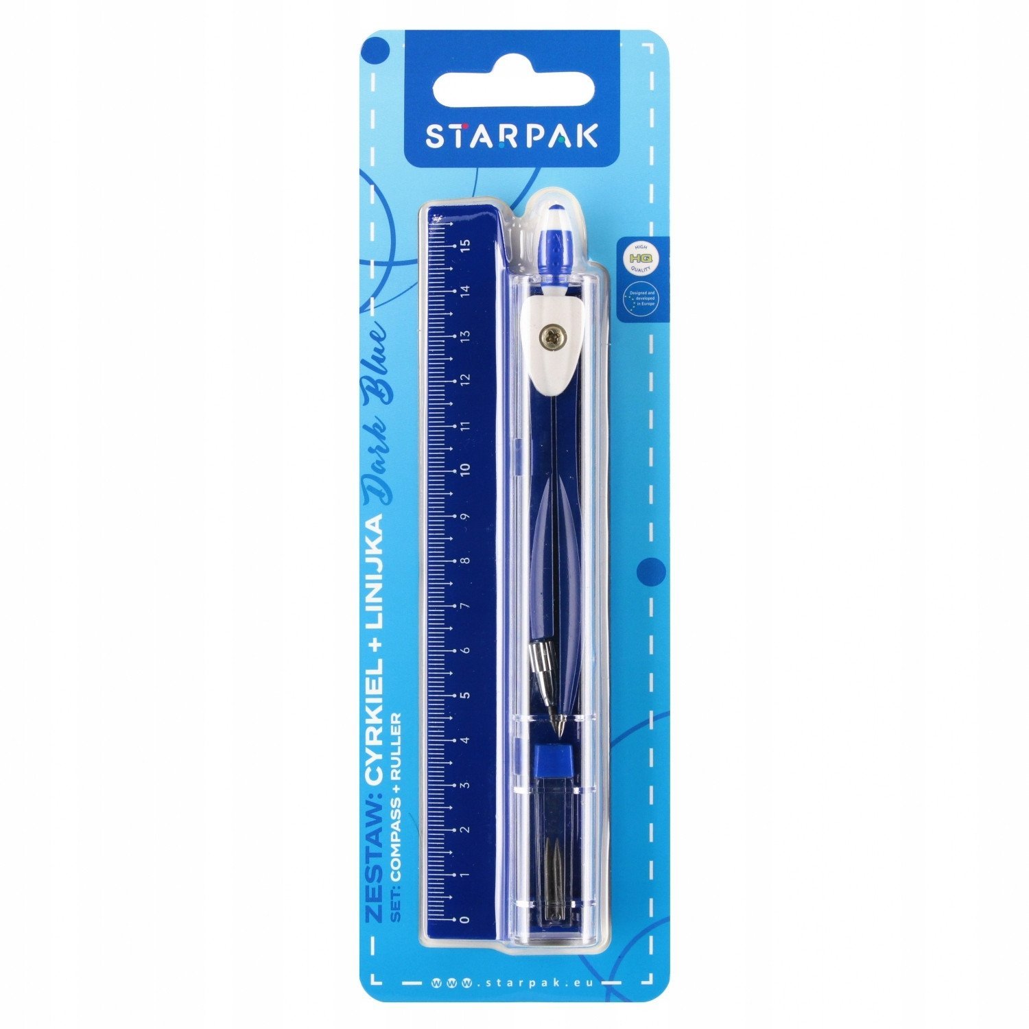 CYRKIEL MET LINIJKA DARK BLUE STK B/C 12/288