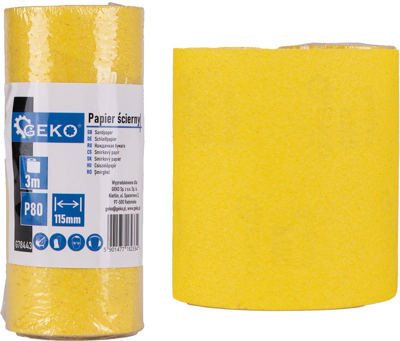 Geko Papier ścierny – rolka 115mm x 3m P80 (100)