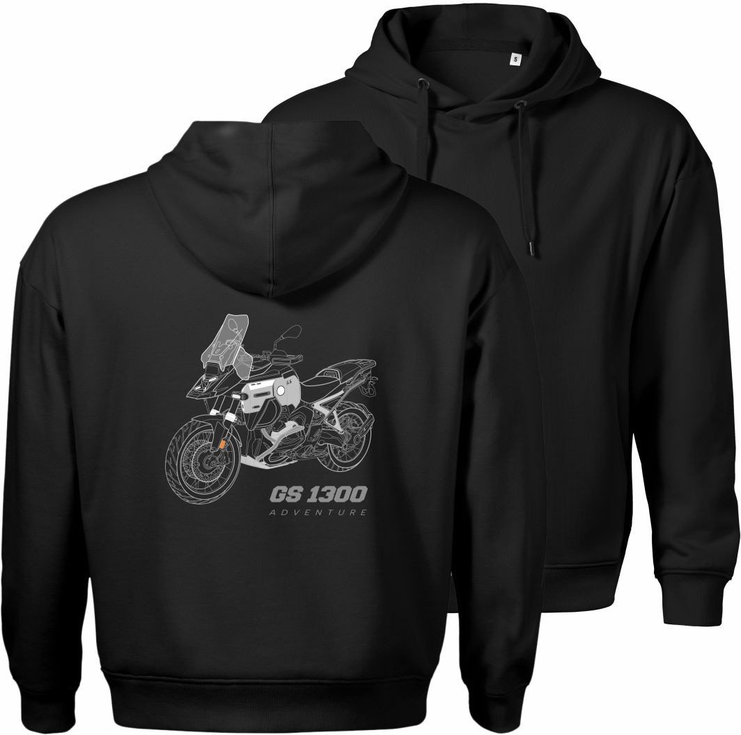 Bluza z kapturem motocyklowa z motocyklem na motor BMW GS 1300 Adventure męska czarna L
