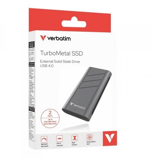 Dysk SSD zewnętrzny Verbatim TurboMetal 2TB USB4 Type-C szary