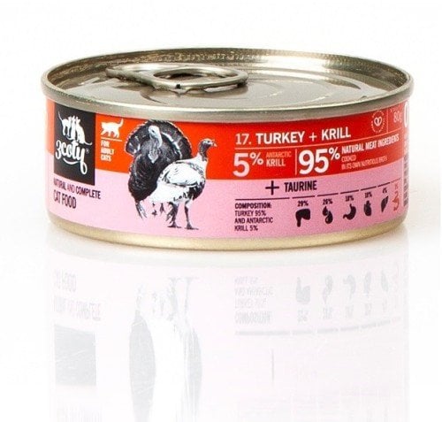 3Coty TURKEY + KRILL for Adult cats 80g