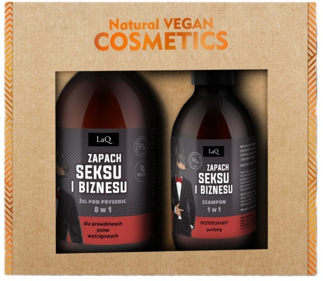 Laq Zapach Seksu i Biznesu Czarny Mat Zestaw żel pod prysznic 500ml + oczyszczający szampon 300ml
