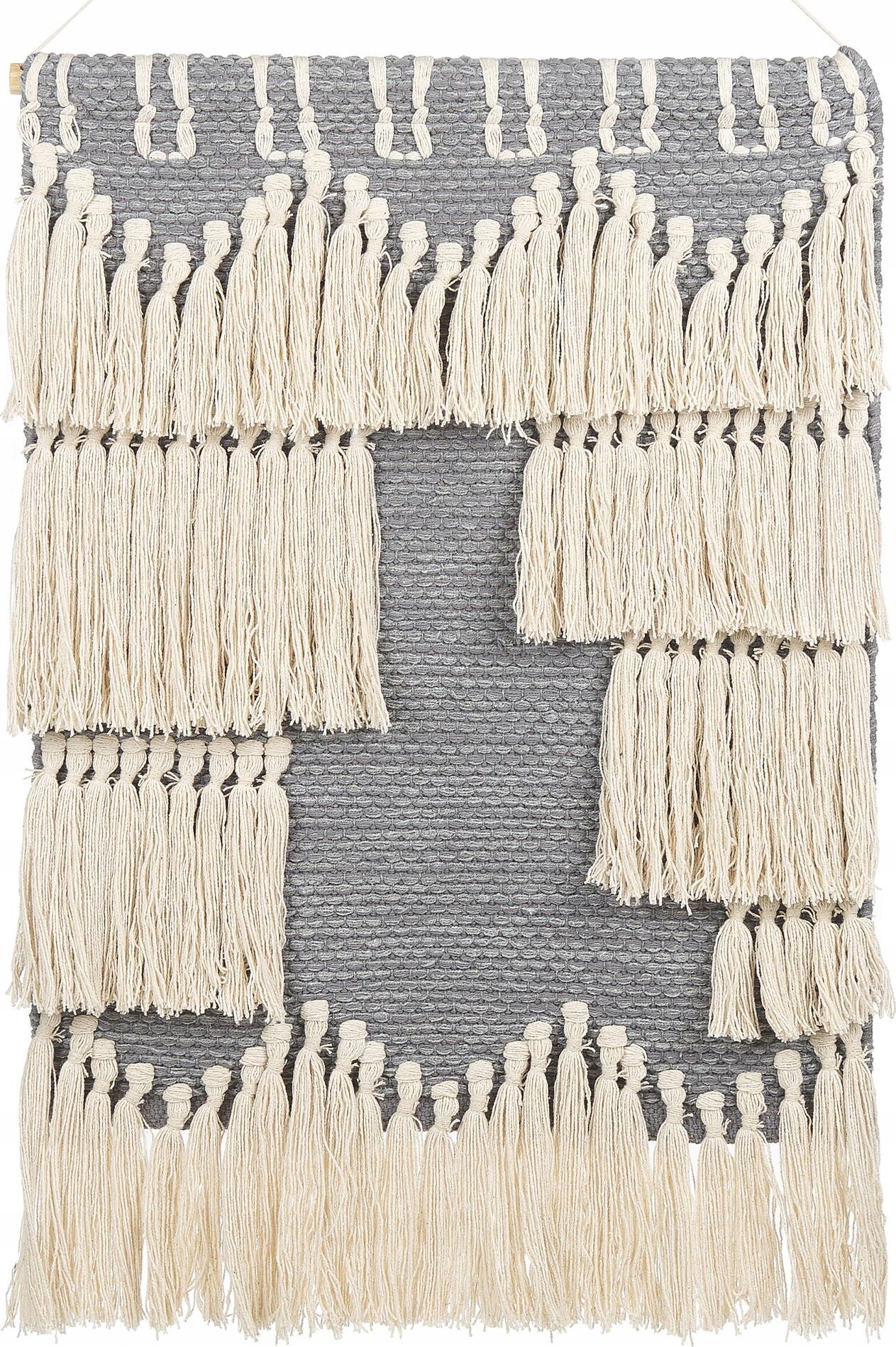 Beliani Dekoracja ścienna z frędzlami beżowo-szara MAHRI