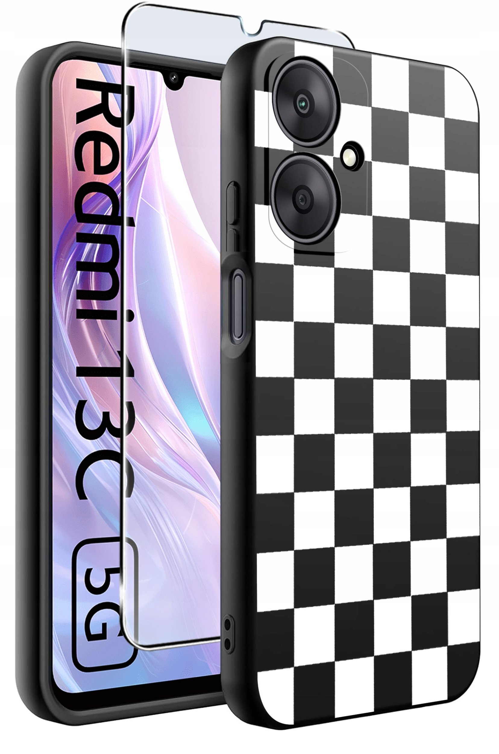 ETUI do Xiaomi Redmi 13C 5G WZORY |SILIKONOWE MATT CASE +SZKŁO HARTOWANE 9H