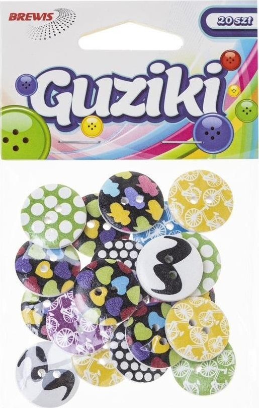 Guziki kolorowe wzory 20szt
