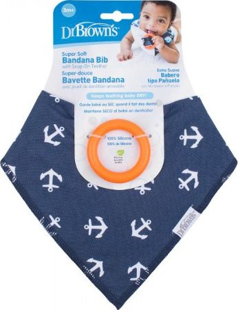 Dr Browns Śliniak z gryzakiem Kotwice granatowy