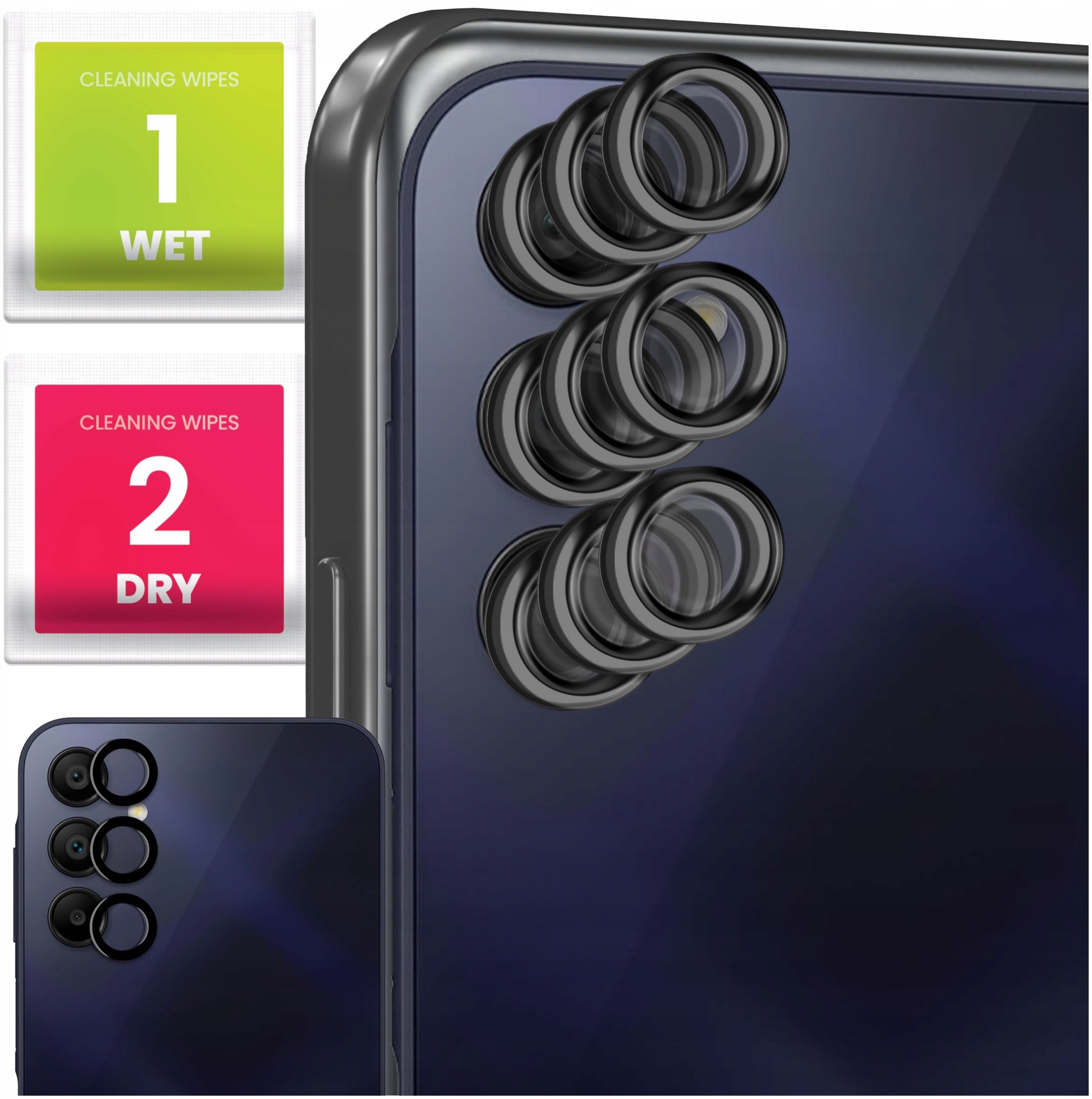 9x Szkło Na Aparat Do Samsung Galaxy A15 / A15 5G (Na Obiektywy, Czarne)