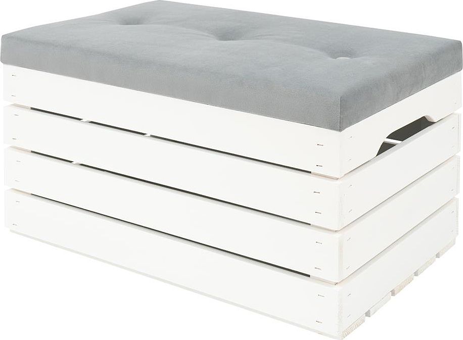 Elior Biała skrzynia z pikowanym siedziskiem Alva 3X- 38 kolorów