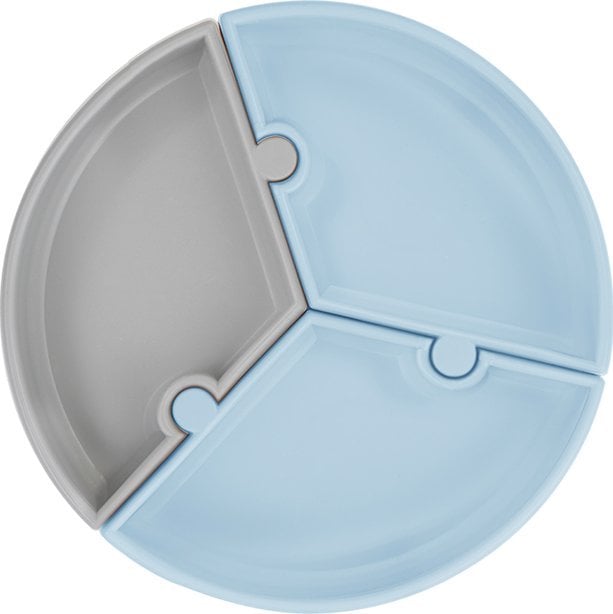 MINIKOIOI MINIKOIOI stay-put suction divided plate PUZZLE, Mineral Blue/Powder Grey, 101390003