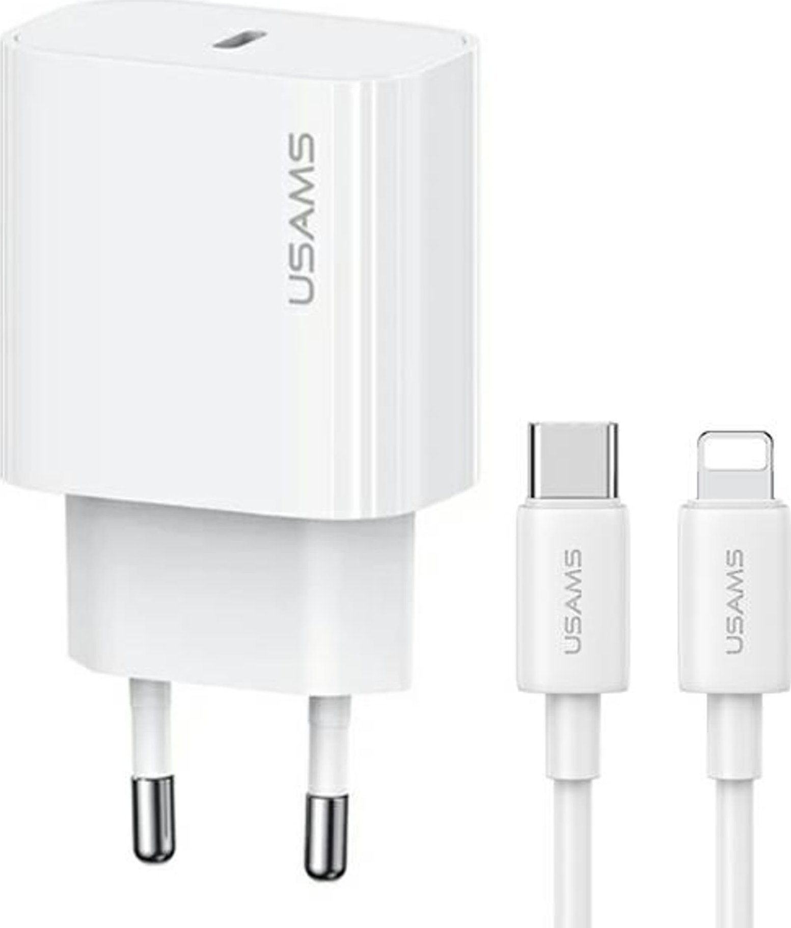Ładowarka Usams USAMS Ład. siec. 1xUSB-C T65 PD20W PD Fast Charging US-CC226 + kabel USB-C/Lightning US-SJ712 30W biały/white Yi Series OYXLTZ02