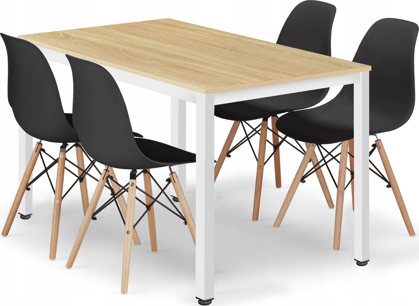 Leobert Zestaw stół prostokątny TESSA 120x60 dąb + 4 krzesła OSAKA czarne