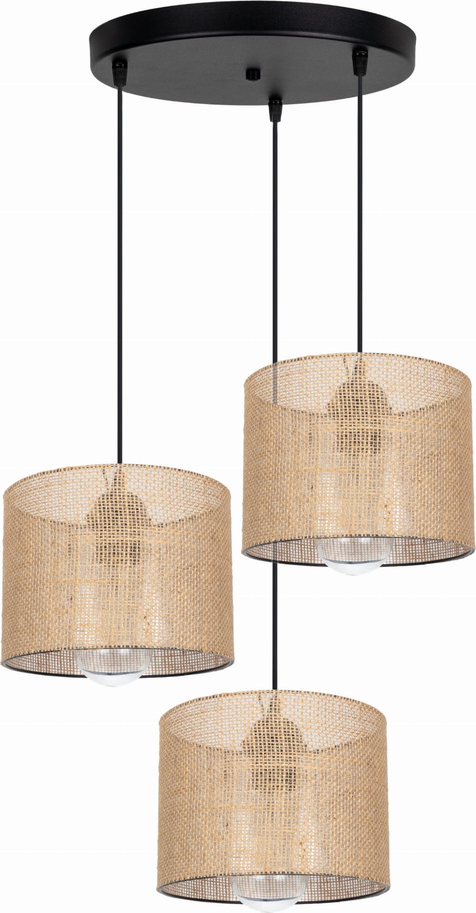 Lampa wisząca Solar Lampa wisząca plafon żyrandol BOHO len 3 żarówki czarna