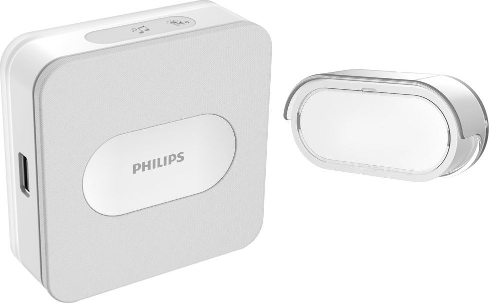 Philips Philips WelcomeBell Plugin dzwonek bezprzewodowy, 4 melodie, ładowarka USB, zakres działania max. 300m,531115