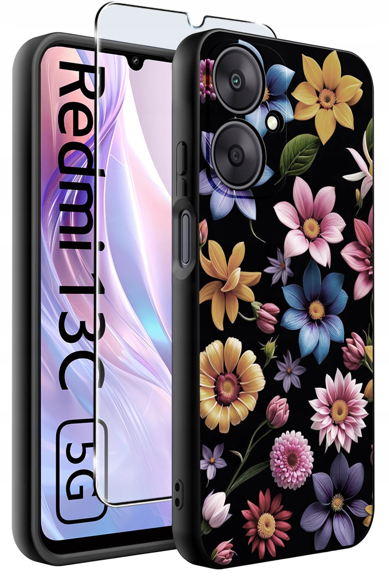 ETUI do Xiaomi Redmi 13C 5G WZORY |SILIKONOWE MATT CASE +SZKŁO HARTOWANE 9H