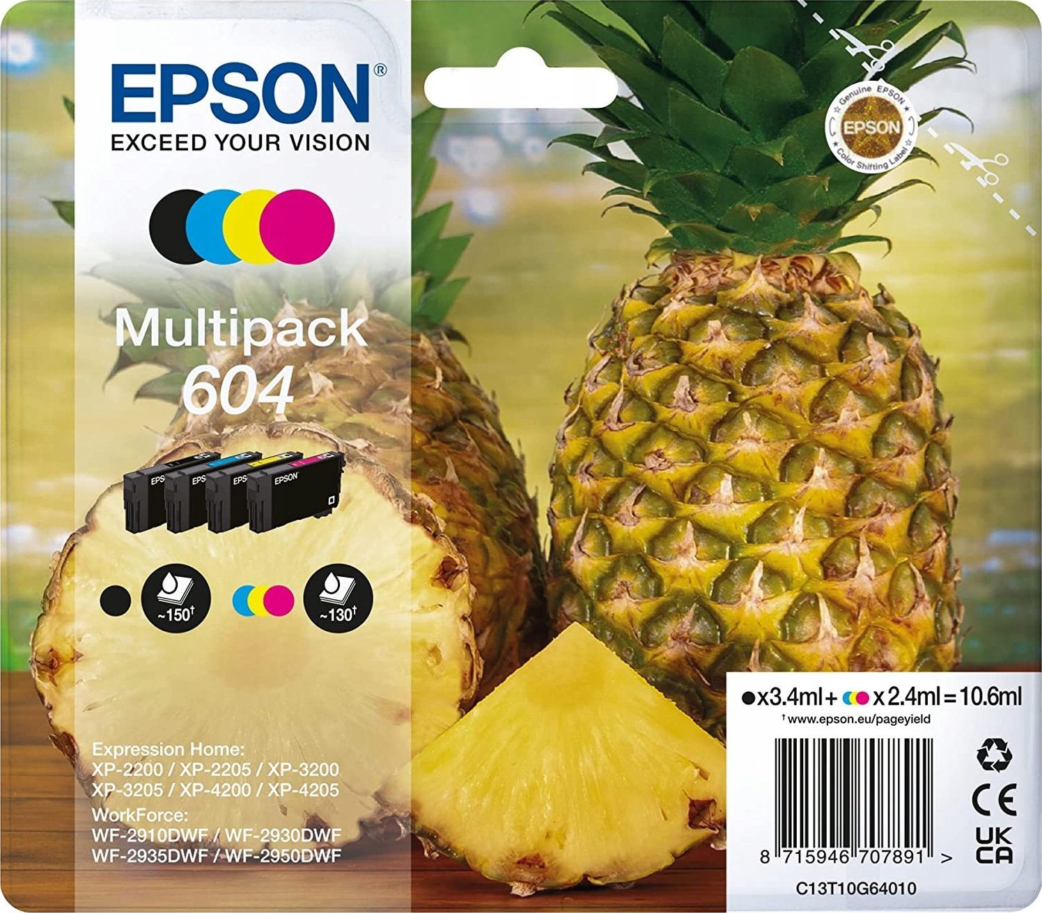 Tusz Epson Epson 604 Multipack - 4er-Pack - Schwarz, Gelb, Cyan, Magenta - original - Blister mit RF- / akustischem Alarmsignal - Tintenpatrone - fur