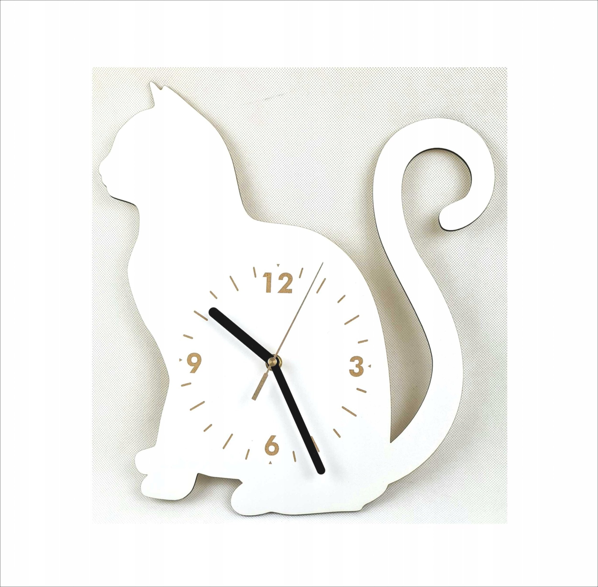 naSciane Zegar ścienny KOT kotek kotki na prezent biały SIE