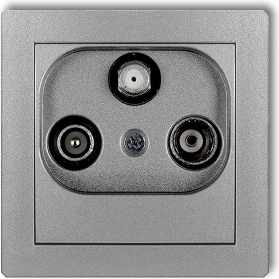 Karlik Gniazdo antenowe Deco RTV-SAT końcowe 1,5dB srebrny metalik (7DGS)