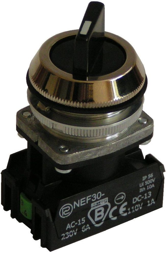 Promet Przełącznik 3 położeniowy pokrętło 30mm czarny 2Z bez samopowrotu (W0-NEF30-TPC 2X S)