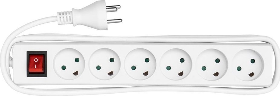 Kabel zasilający MicroConnect Power strip 6 outlets 3m White