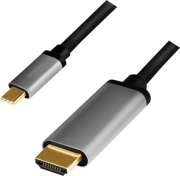 Kabel USB LogiLink USB-C - HDMI 1.8 m Czarno-srebrny (CUA0101)