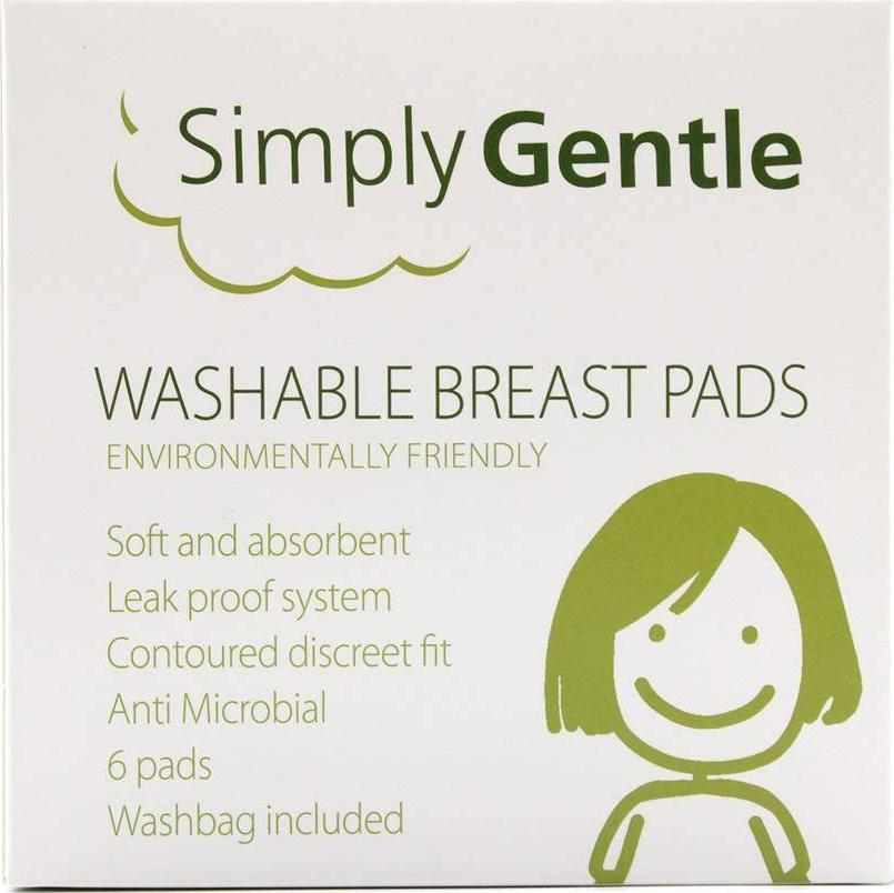 Simply Gentle Simply Gentle Wielorazowe wkładki laktacyjne z woreczkiem 6 szt.