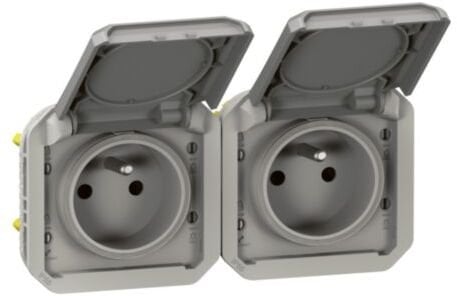 Legrand NOWE PLEXO Gniazdo 2x2P+Z poziome mechanizm 16A - 250V AC szare 069562L