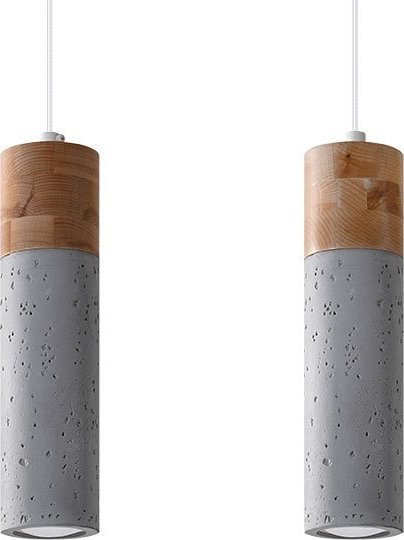 Lampa wisząca Lumes Drewniano-betonowa lampa wisząca tuby - S163-Leya