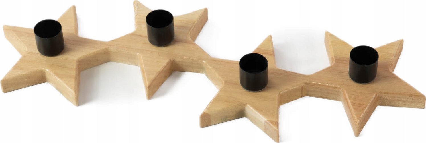 Home Styling Collection Świecznik w kształcie gwiazdek, drewno kauczukowe