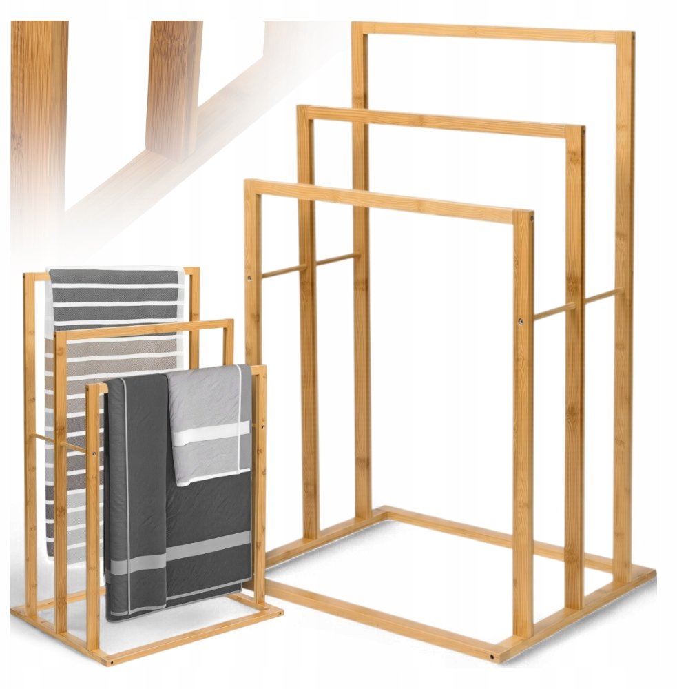 BAMBUSOWY STOJAK NA RĘCZNIKI 3 RAMIENNY KANZA