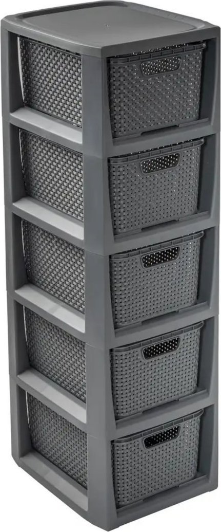 Branq Regał z 5 koszykami antracyt