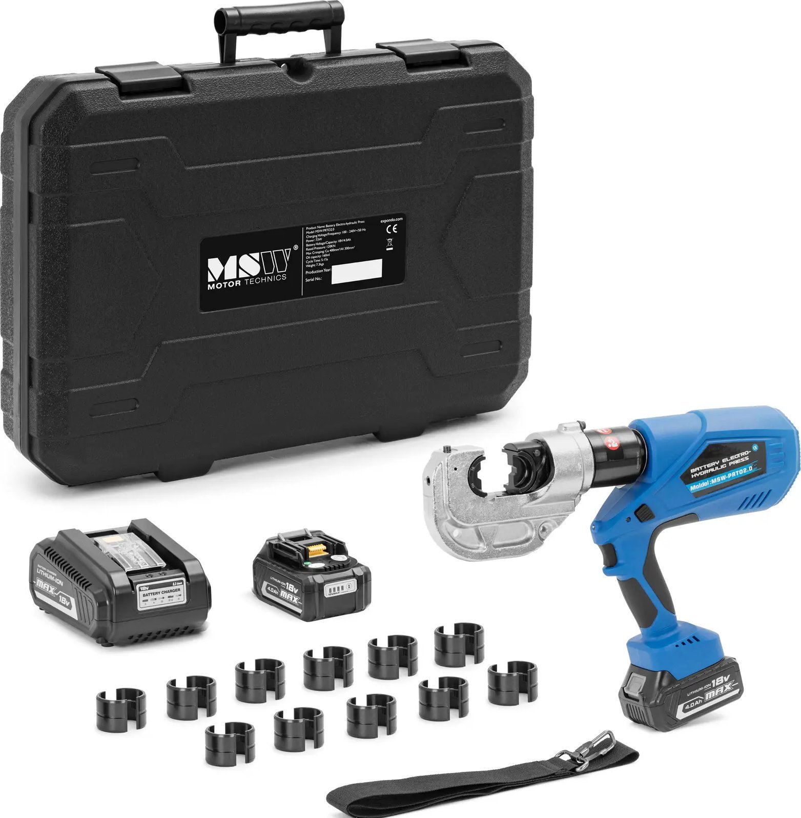 MSW Zaciskarka prasa do kabli akumulatorowa 16-400 mm2 120 kN Zaciskarka prasa do kabli akumulatorowa 16-400 mm2 120 kN