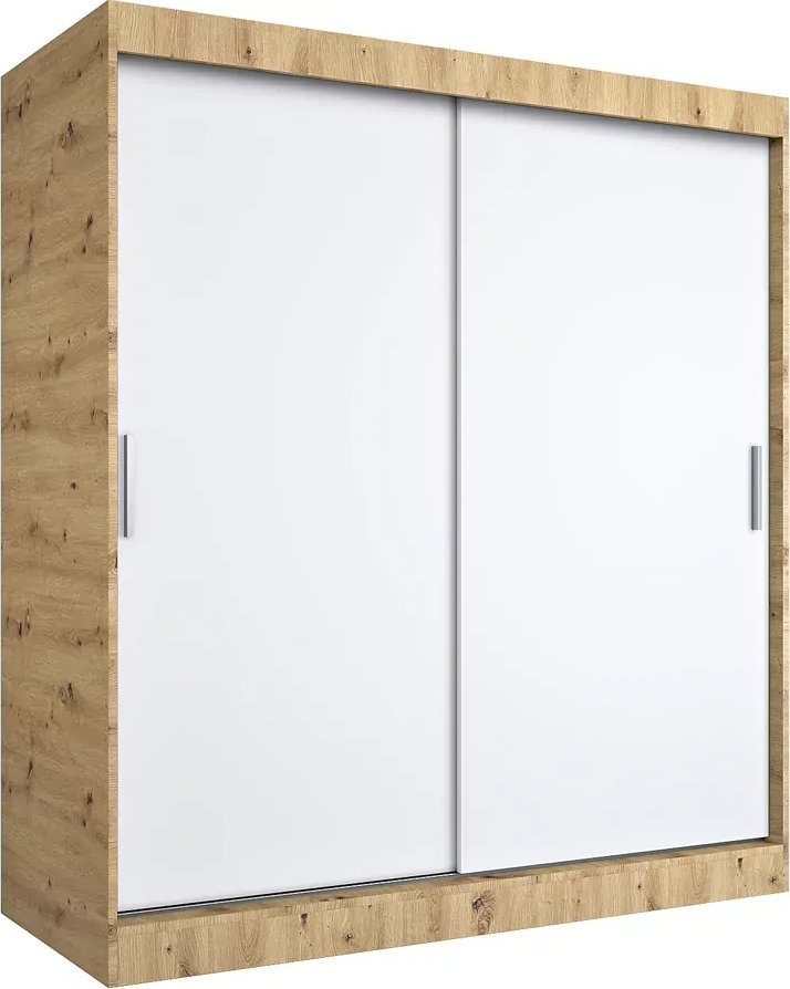Elior Szafa przesuwna 180 cm dąb artisan + biały - Corina 5X