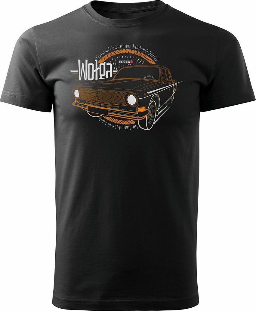 Topslang Koszulka z Wołgą Wołga Gaz auto PRL legenda męska czarna REGULAR M
