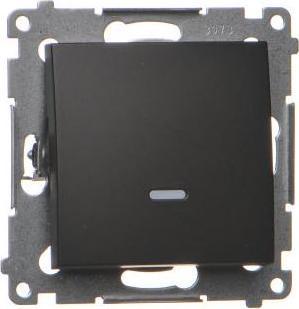 Kontakt-Simon Simon 54 Łącznik jednobiegunowy z podświetleniem LED (moduł) 10AX 250V szybkozłącza czarny mat DW1L.01/49