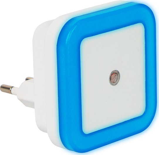 Lampka wtykowa do gniazdka Blow 44-287# Lampka nocna led z czujnikiem zmierzchu kwadratowa niebieska
