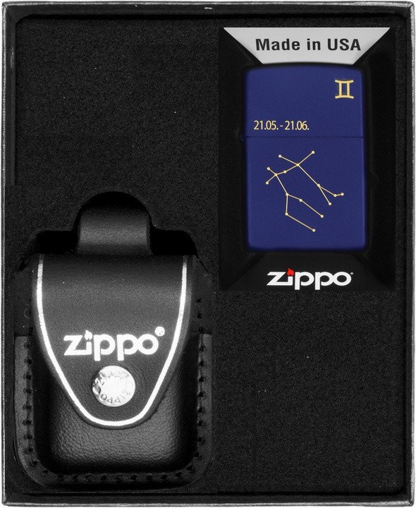 Zestaw ZIPPO Zapalniczka ZODIAC GEMINI DESIGN BLIŹNIĘTA Prezentowy No3