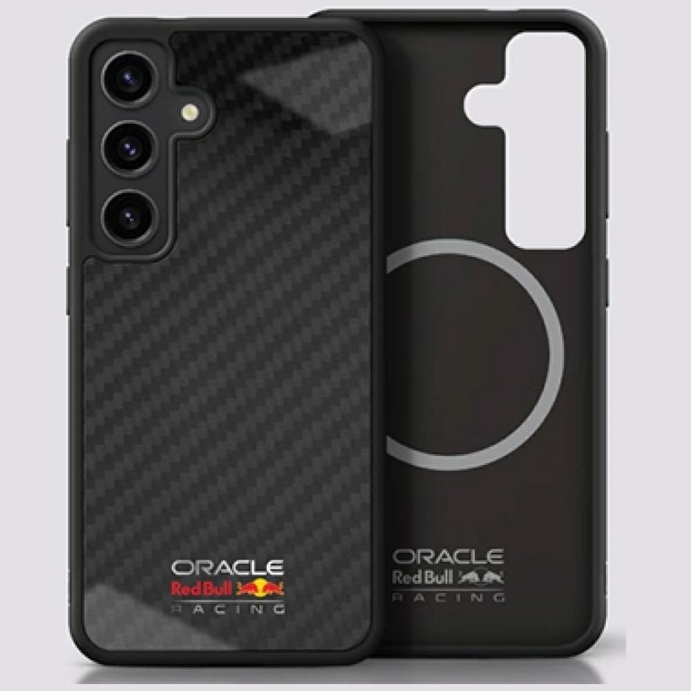 Red Bull Real Carbon Fiber Shiny Logo MagSafe Case for Samsung Galaxy S25 Black