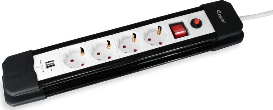 Listwa zasilająca Equip przeciwprzepięciowa 4 gniazda 1.5 m biało-czarna (245553)