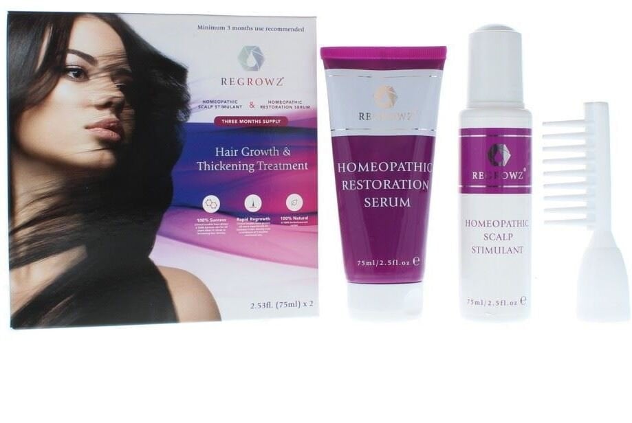 REF Set Regrowz: Scalp Serum Restorative, 75 ml + Scalp Cream Treatment Hydrate & Protect, 75 ml + Mini Hair Brush White For Women