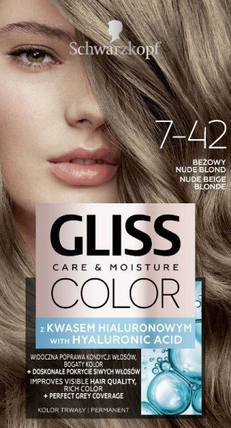 Schwarzkopf Schwarzkopf Gliss Color Krem koloryzujący nr 7-42 Beżowy Nude Blond 1op.